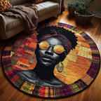 Majestic Lineage Round Mat Rug - washable non-slip printed rug