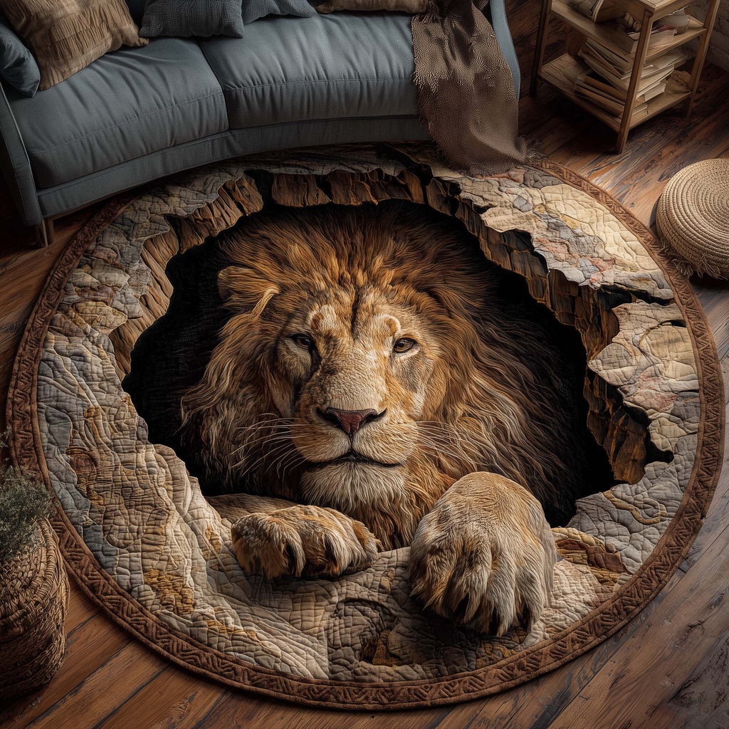 Majestic Lion Round Mat Rug