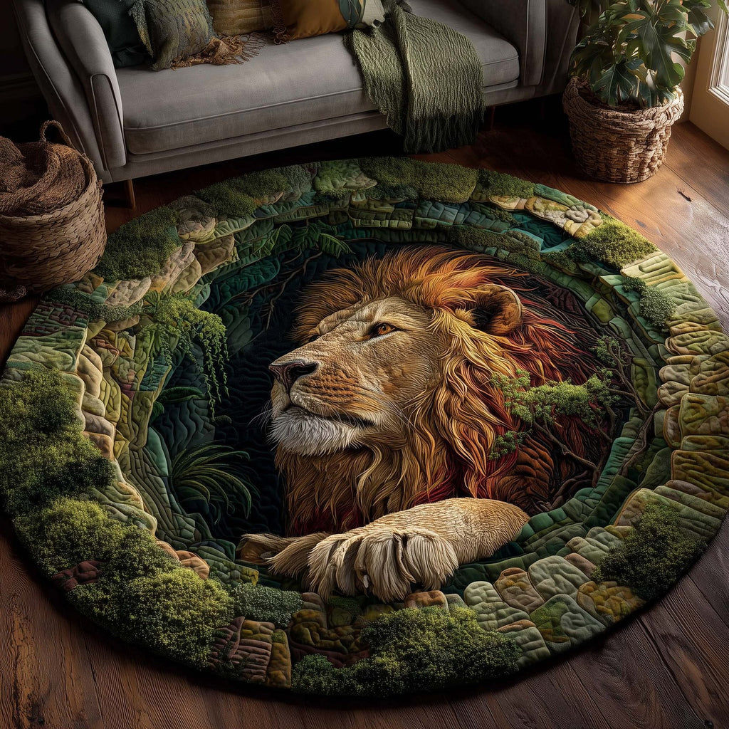 Majestic Lion Round Mat Rug - Nature Design | Serene Home Decor