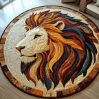 Majestic Lion (Design 10) Round Mat Rug - washable non-slip printed rug