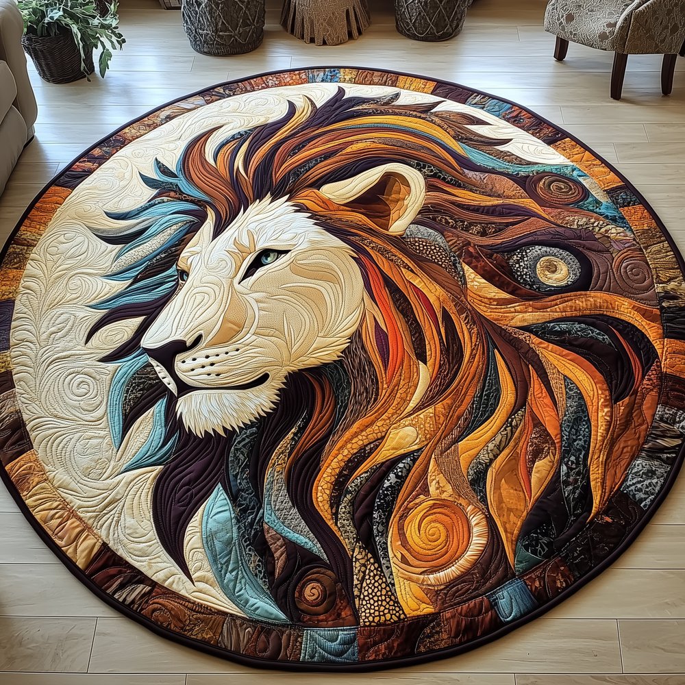 Majestic Lion Round Mat Rug - Nature Design | Serene Home Decor