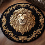 Majestic Lion (Design 6) Round Mat Rug - washable non-slip printed rug
