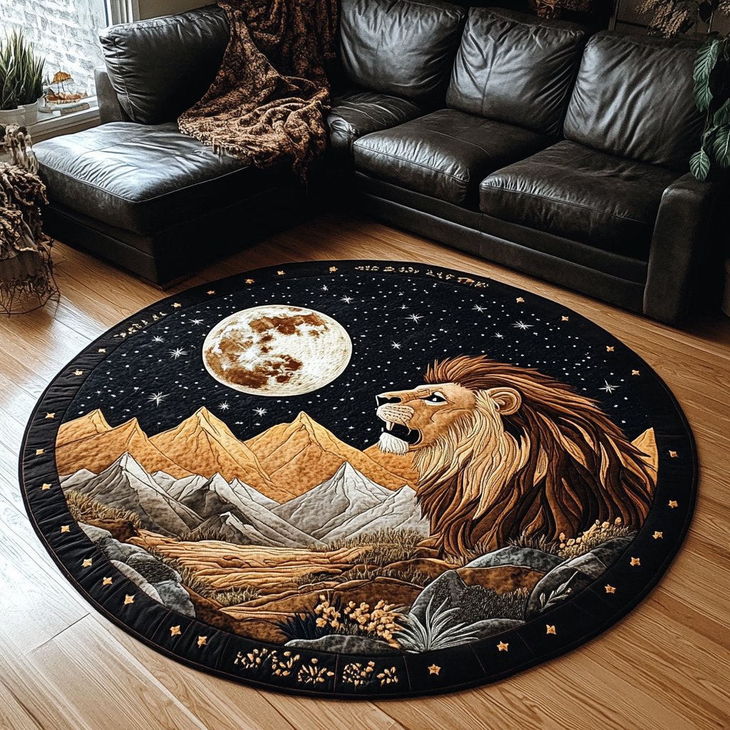 Majestic Lion Round Mat Rug - Nature Design | Serene Home Decor