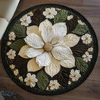 Majestic Magnolia Round Mat Rug - washable non-slip printed rug