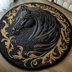 Majestic Mane Round Mat Rug - washable non-slip printed rug