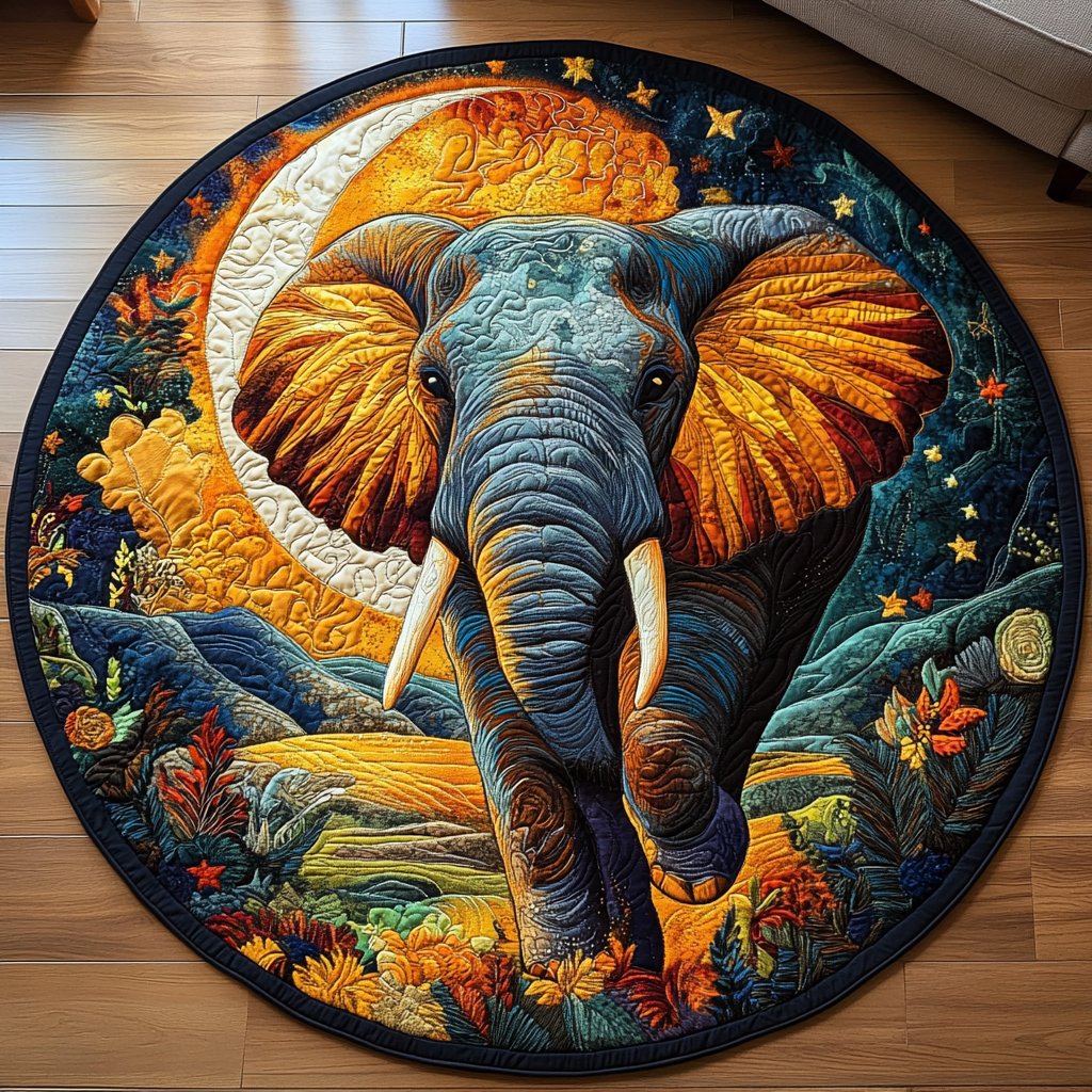Majestic Matriarch Round Mat Rug - washable non-slip printed rug