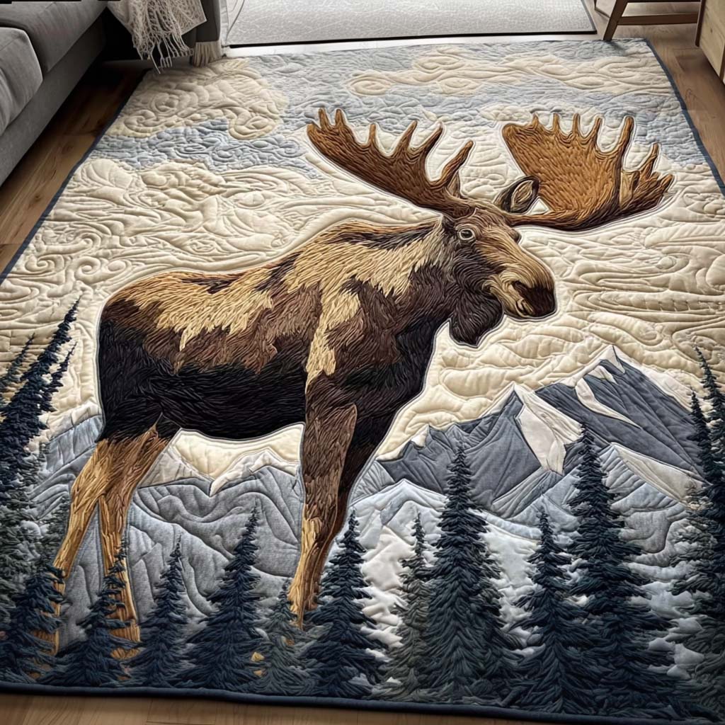 Majestic Moose area rug in a living room