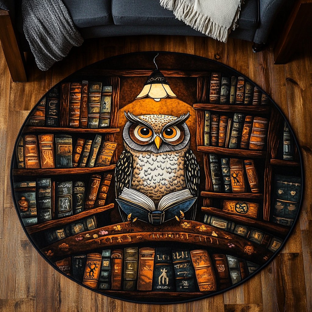Majestic Owl Round Mat Rug - Cute Pet Design | Animal Printed Home Decor