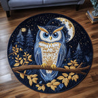 Majestic Owl Round Mat Rug - washable non-slip printed rug