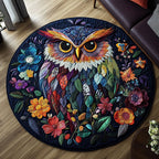 Majestic Owls Round Mat Rug - washable non-slip printed rug