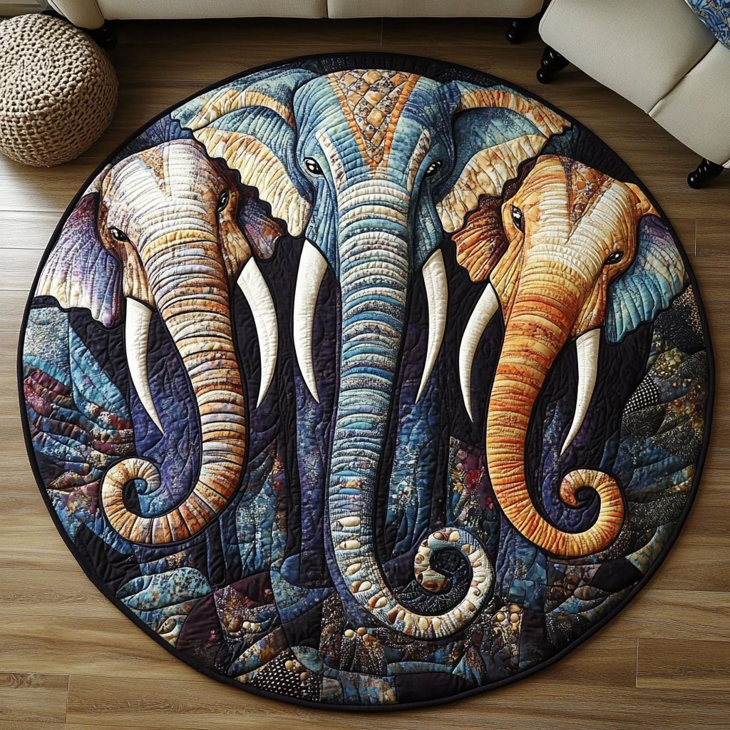 Majestic Path Round Mat Rug - washable non-slip printed rug
