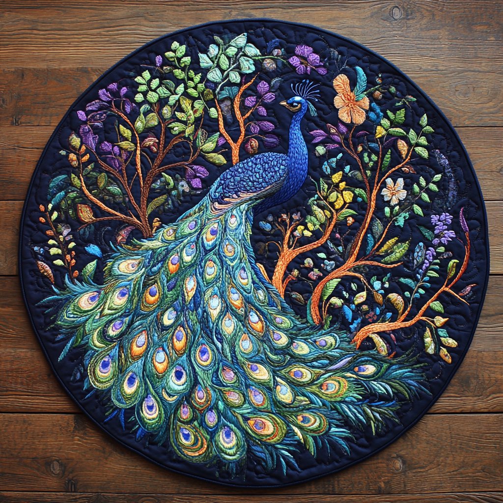 Majestic Plumage Round Mat Rug - washable non-slip printed rug