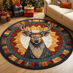 Majestic Reindeer Christmas Round Mat Rug - washable non-slip printed rug