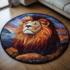 Majestic Roar Round Mat Rug - washable non-slip printed rug