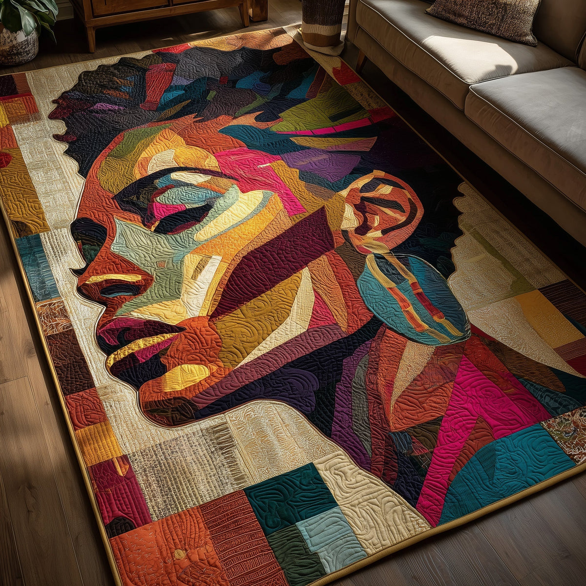 Majestic Soul area rug in a living room
