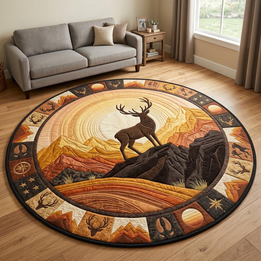 Majestic Stag Deer Round Mat Rug