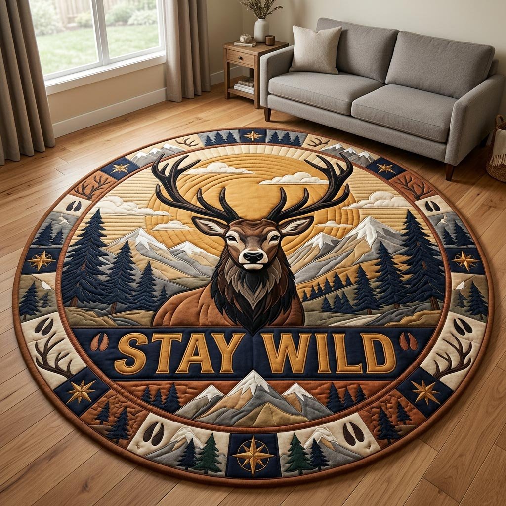 Majestic Stag Deer Round Mat Rug - Nature Design | Serene Home Decor