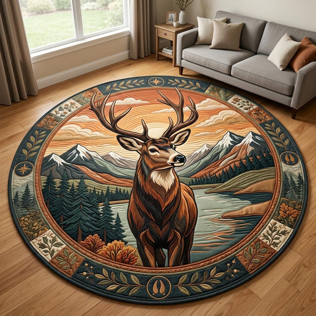 Majestic Stag Deer Round Mat Rug - Nature Design | Serene Home Decor