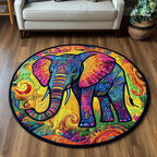 Majestic Tusk Round Mat Rug - washable non-slip printed rug