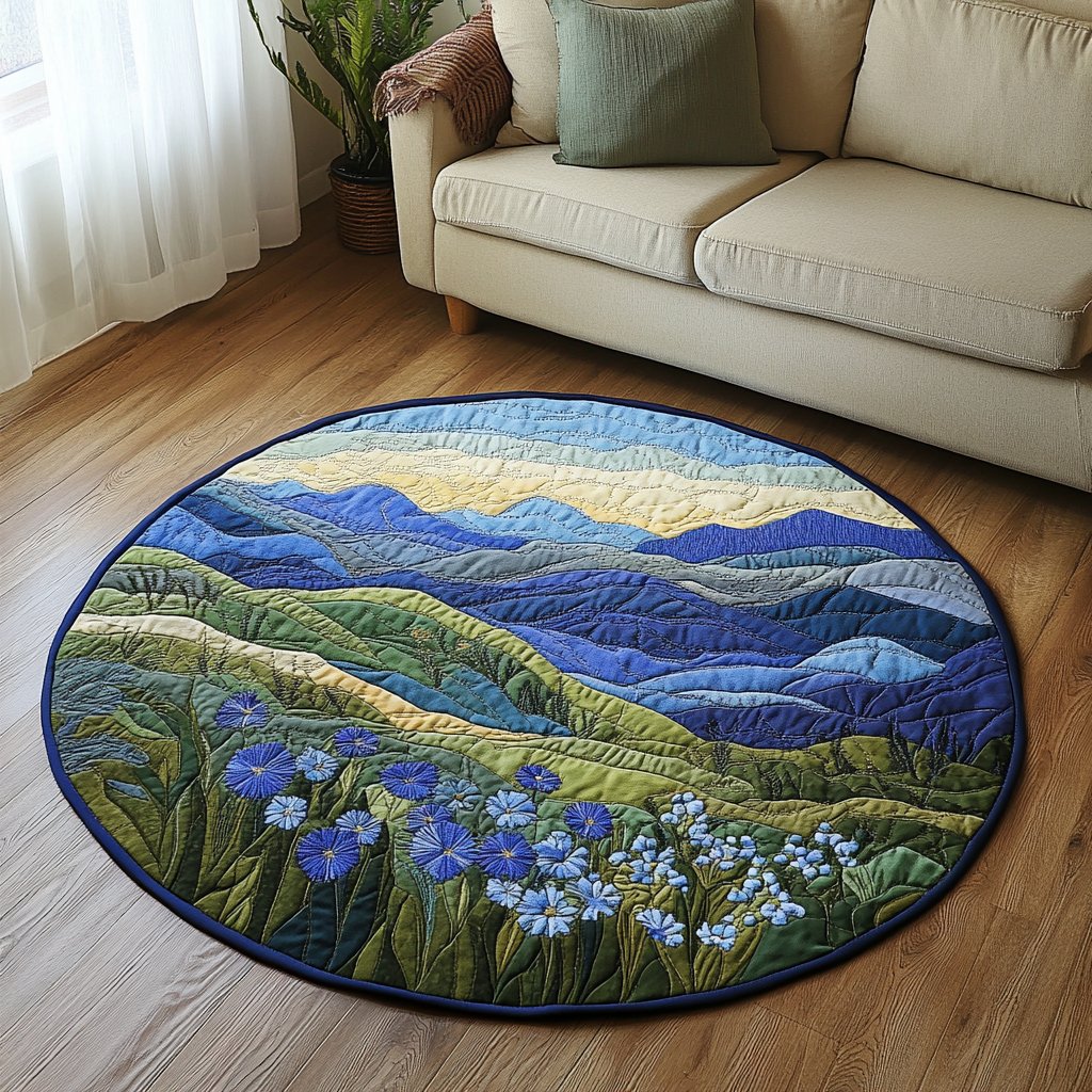 Majestic Views Round Mat Rug - washable non-slip printed rug