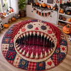 Malicious Stitch Doll Round Mat Rug - washable non-slip printed rug