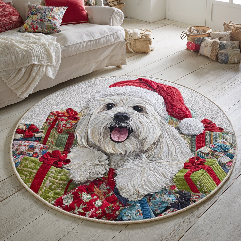 Maltese Gift Pile Round Mat Rug - washable non-slip printed rug