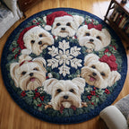 Maltese Puppy Circle Round Mat Rug - washable non-slip printed rug