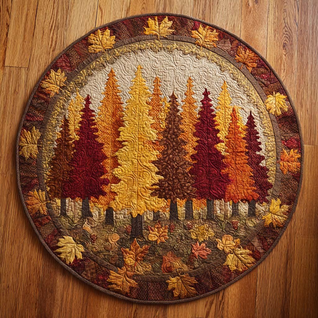 Maple Serenade Round Mat Rug - washable non-slip printed rug