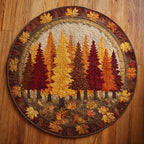 Maple Serenade Round Mat Rug - washable non-slip printed rug