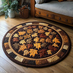 Maple Whirl Round Mat Rug - washable non-slip printed rug