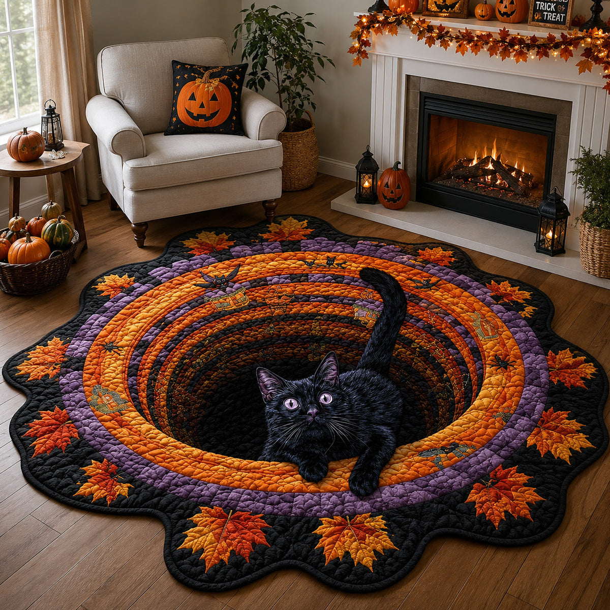 Maple Whiskers Custom Shape Area Rug - Nature Design | Die-Cut Non-Slip Rug - washable non-slip printed rug