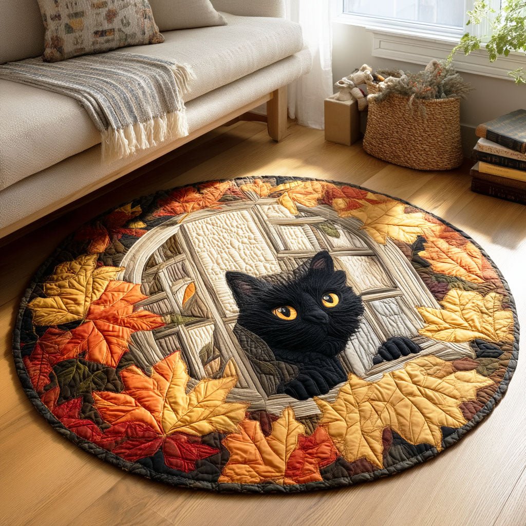 Maple Whiskers Round Mat Rug - washable non-slip printed rug