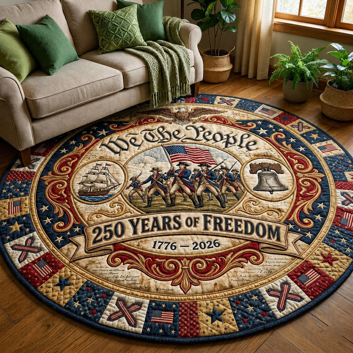 March Legacy Round Mat Rug - washable non-slip printed rug