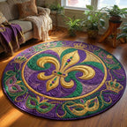 Mardi Gras Round Mat Rug - washable non-slip printed rug