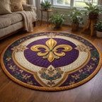 Mardi Gras (Design 4) Round Mat Rug - washable non-slip printed rug
