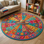 Mariachi Bloom Ring Round Mat Rug - washable non-slip printed rug