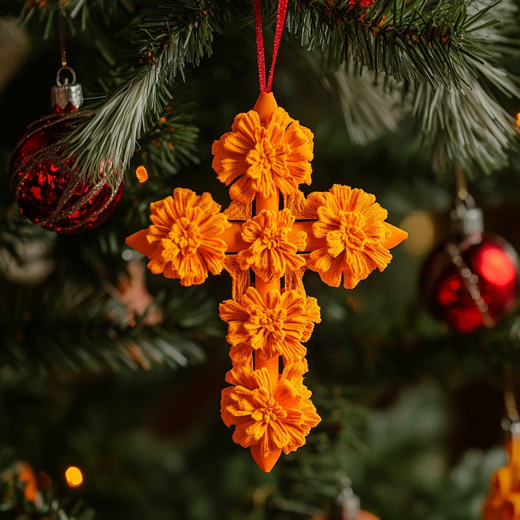 Marigold Cross Christmas Ornament