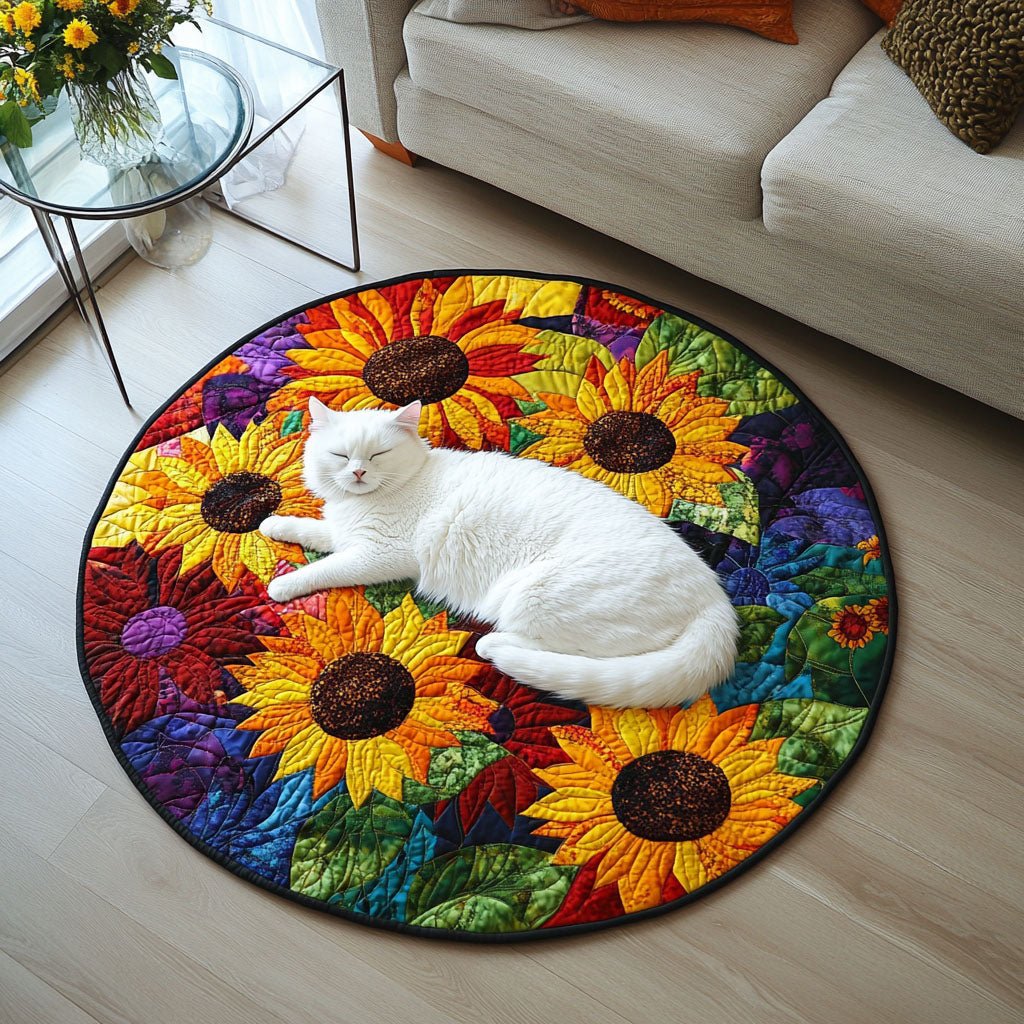 Marigold Medley Round Mat Rug - washable non-slip printed rug