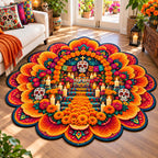 Marigold Ofrenda Custom Shape Area Rug - Nature Design | Die-Cut Non-Slip Rug - washable non-slip printed rug
