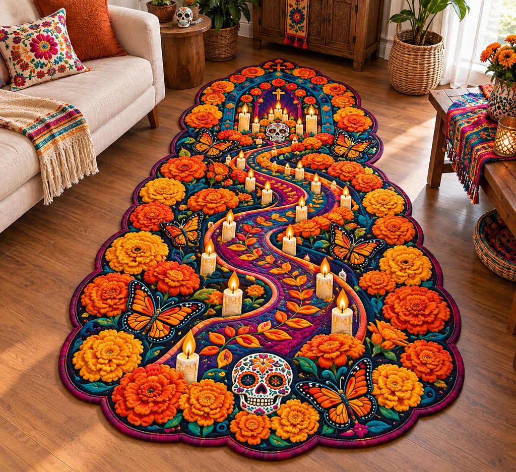 Marigold Spirit Custom Shape Area Rug - Nature Design | Die-Cut Non-Slip Rug - washable non-slip printed rug
