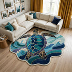 Marine Bliss Custom Shape Area Rug - Nature Design | Die-Cut Non-Slip Rug - washable non-slip printed rug