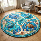 Marine Harmony Round Mat Rug - washable non-slip printed rug