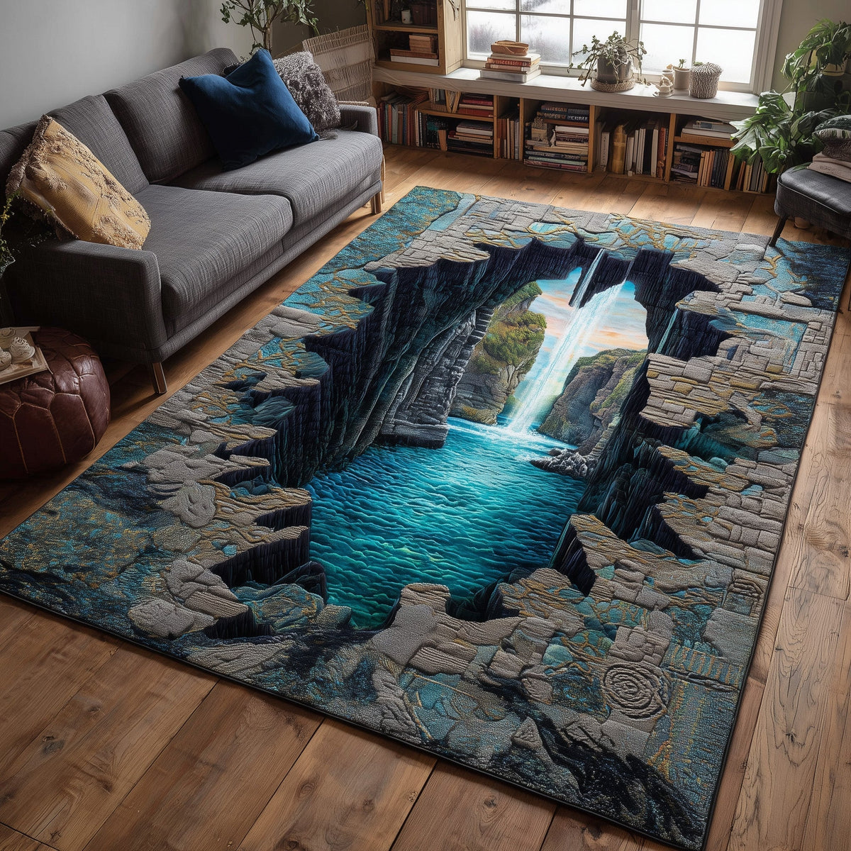 Marine Sanctuary area rug in a living room