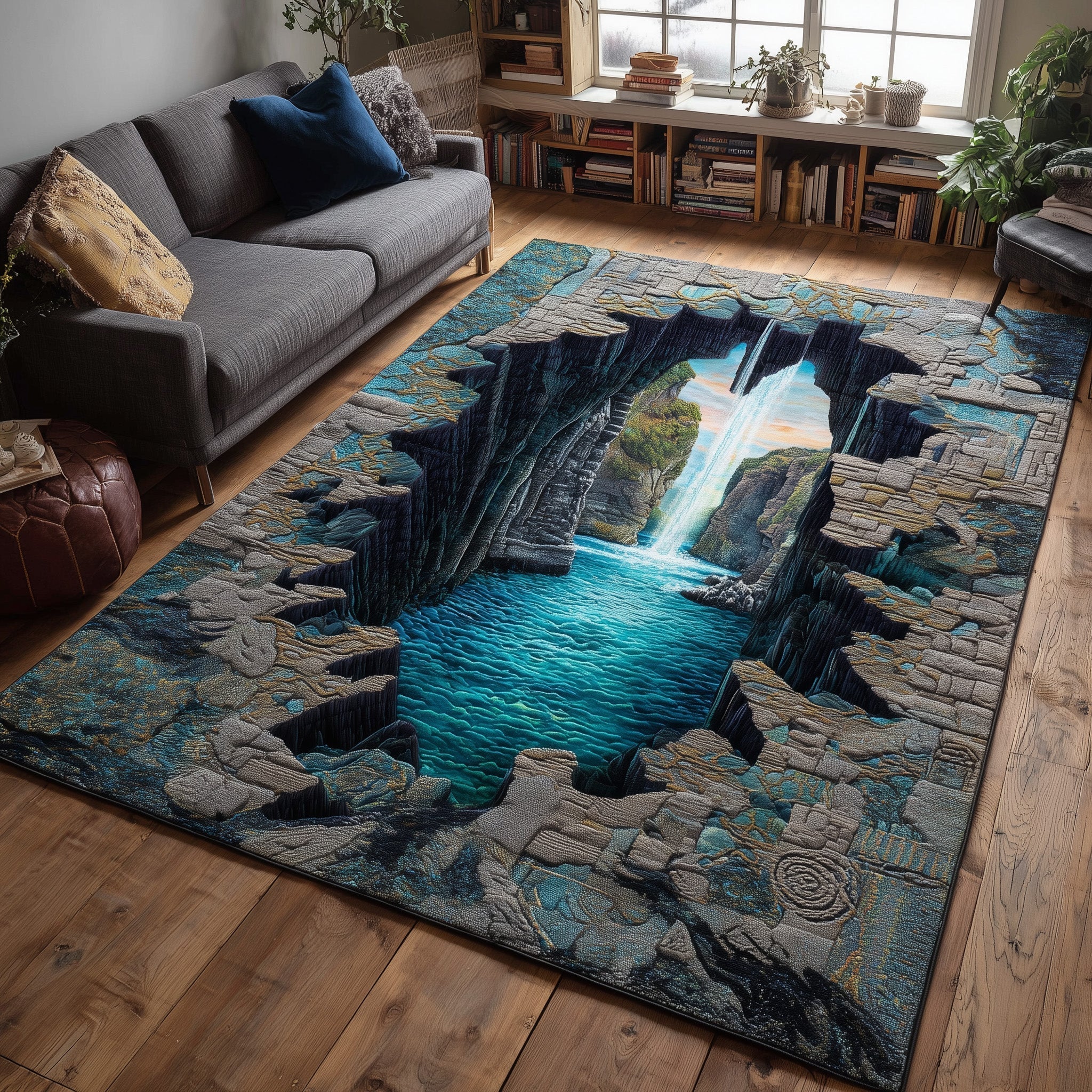 Marine Sanctuary area rug in a living room
