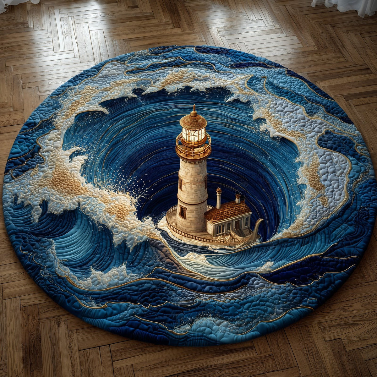 Marine Sinkhole Round Mat Rug - washable non-slip printed rug
