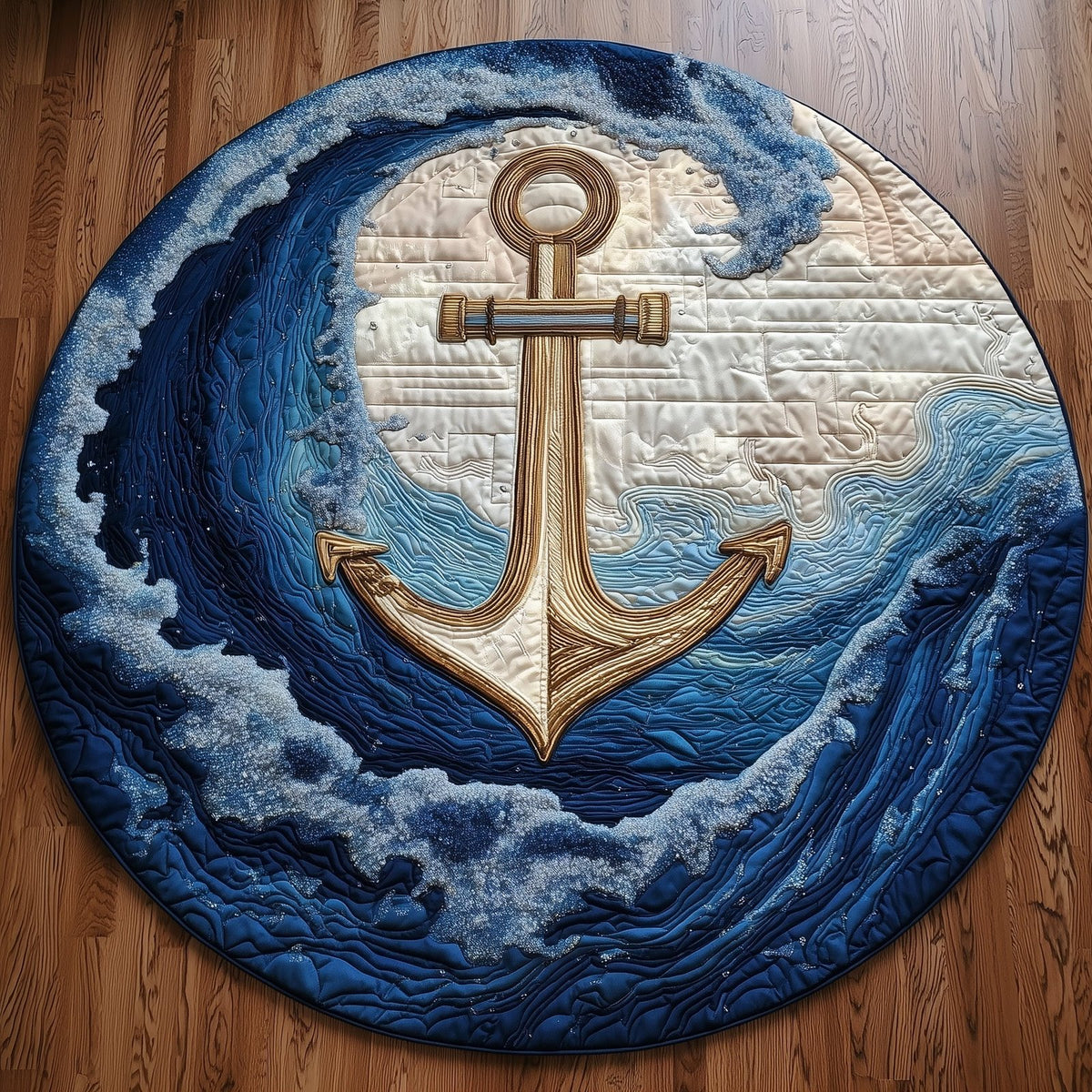Marine Sinkhole (Design 3) Round Mat Rug - washable non-slip printed rug