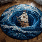 Marine Sinkhole (Design 2) Round Mat Rug - washable non-slip printed rug
