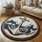 Mariner Hold Round Mat Rug - washable non-slip printed rug