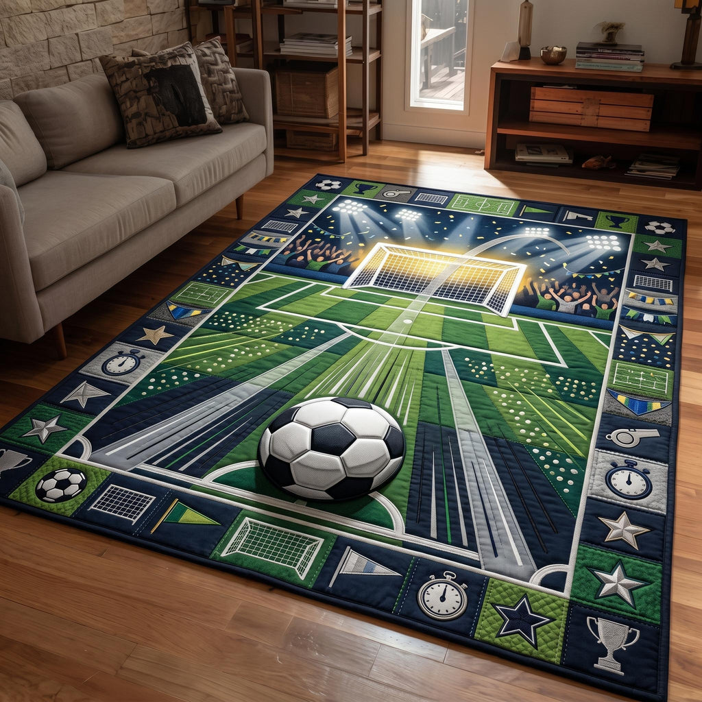 Match Day area rug in a living room