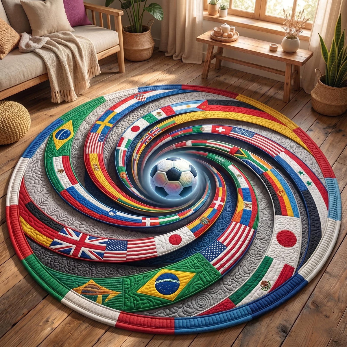 Match Day (Design 4) Round Mat Rug - washable non-slip printed rug